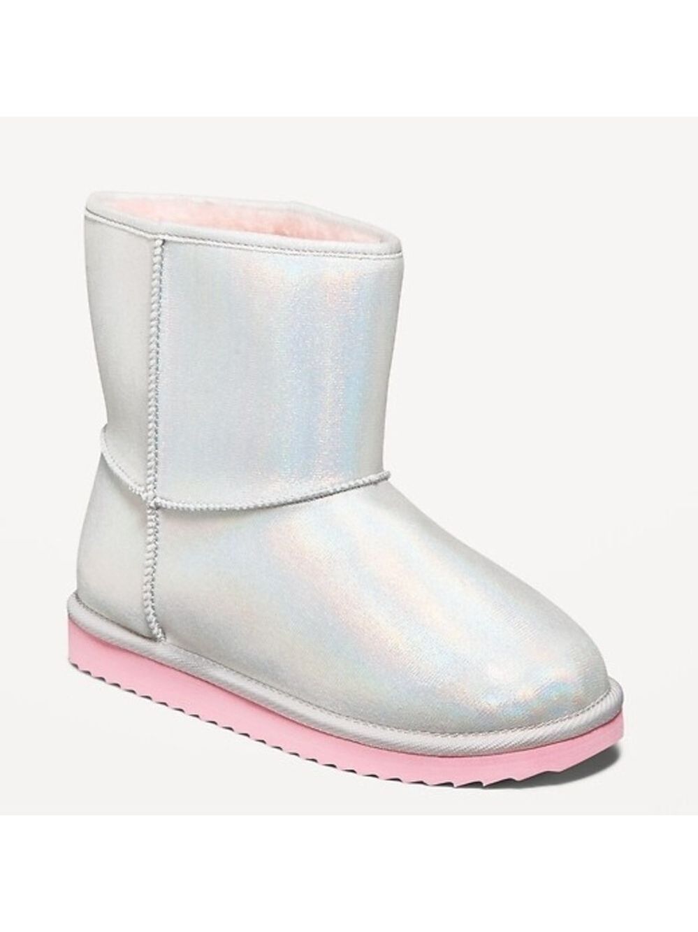 5Y • Old Navy • Iridescent Shiny Faux-Suede Faux-Fur Lined Boots